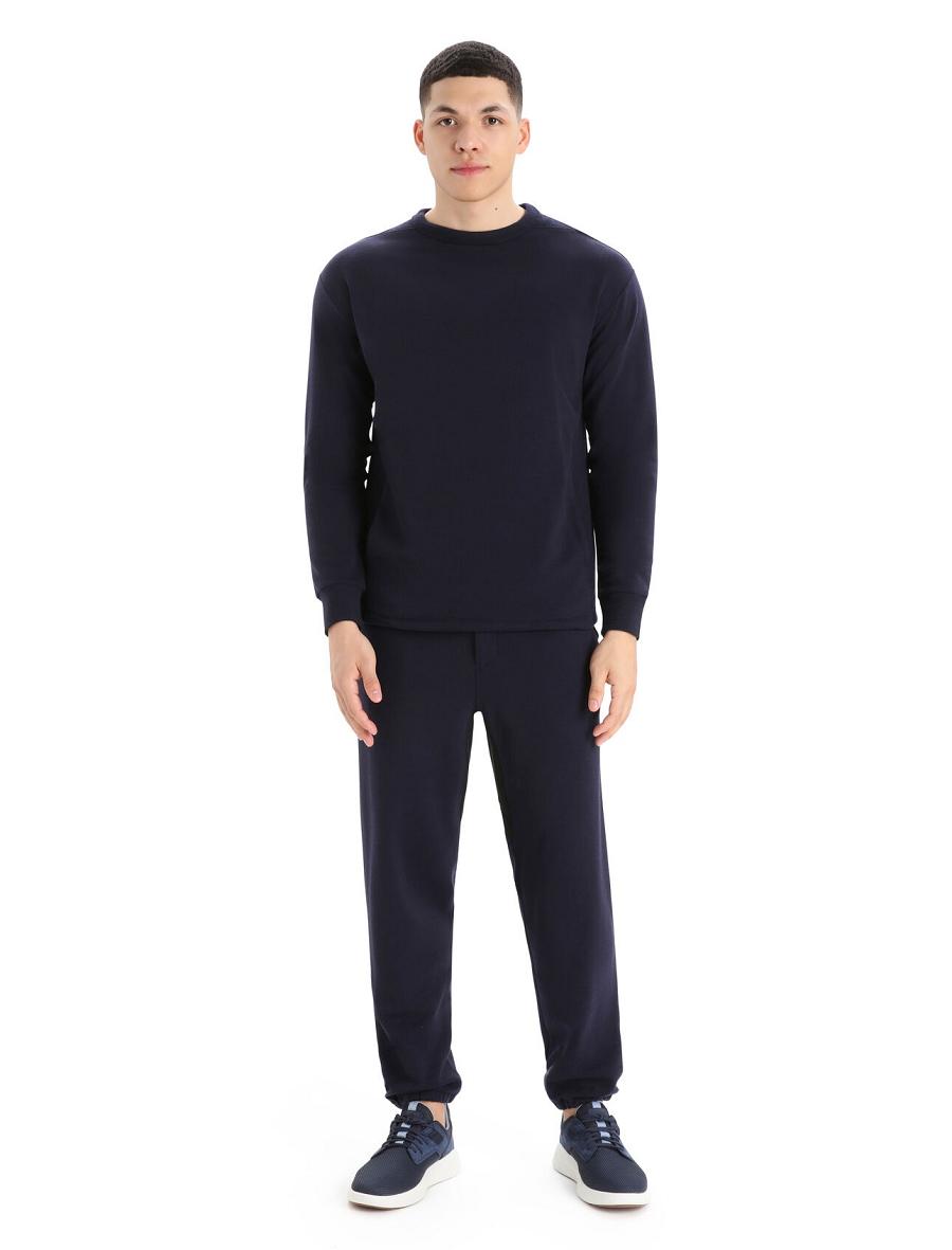 Sweat À Capuche Icebreaker RealFleece™ Merino Dalston Long Sleeve Sweatshirt Homme Bleu Marine | FR 1257UZGT